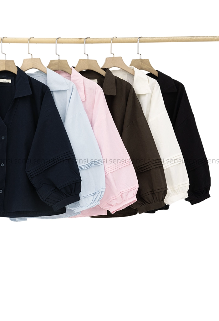 شومیز لینن آستین کرکره کد1005358